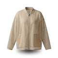 Beige breathable mesh zip-up jacket with front pockets, lightweight and airy for active wear