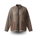 Brown mesh bomber jacket with full zip and front pockets, lightweight breathable design